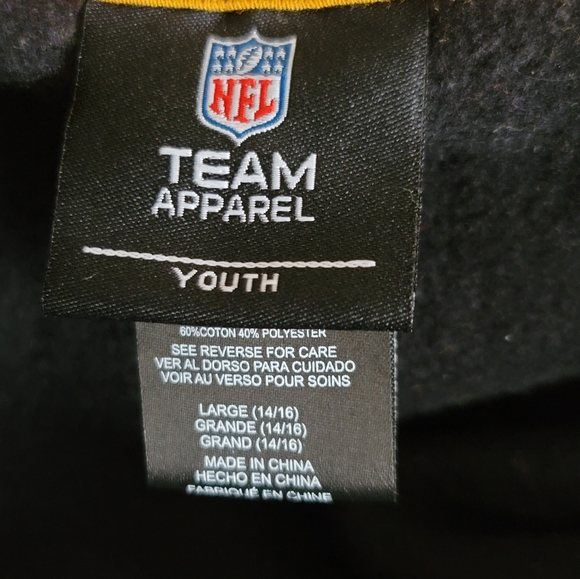 Pittsburgh Steelers Youth Black Poster Board Long Sleeve Full Zip Jacket- Large - Picture 6 of 7
